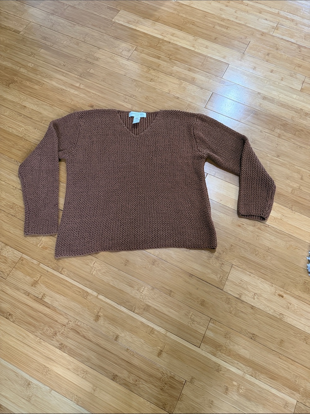 Jones New York Rustic Brown V-Neck Knit Sweater